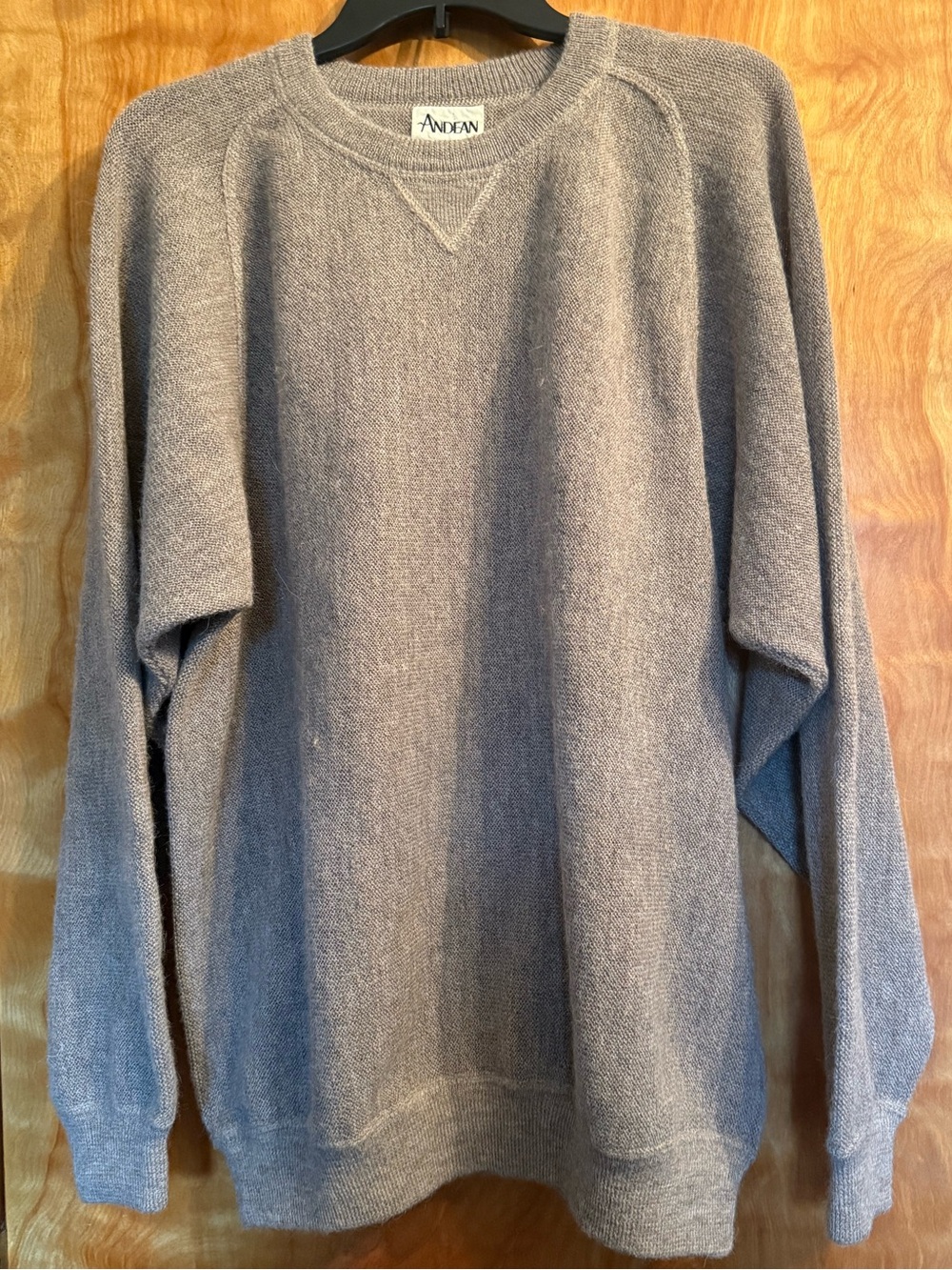 100% Alpaca Men's neutral tan/heathered  Crewneck Sweater Size Large